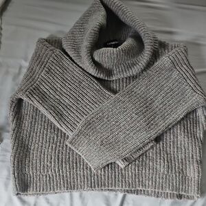 Express Heathered Gray Knit Turtleneck